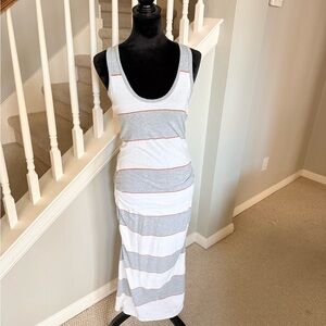 James Perse Gray, White, and burnt orange  Striped midi Dress